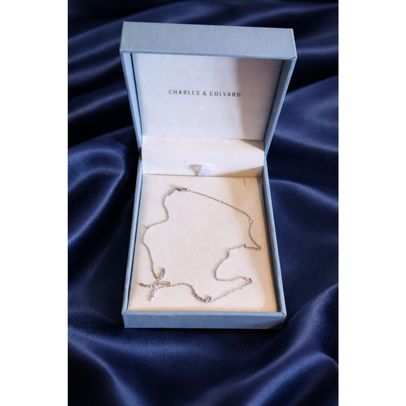 Charles & Colvard 14K White Gold Oval Cable Chain 1.5g 15"-17" Adjustable w/ Box - Picture 3 of 7